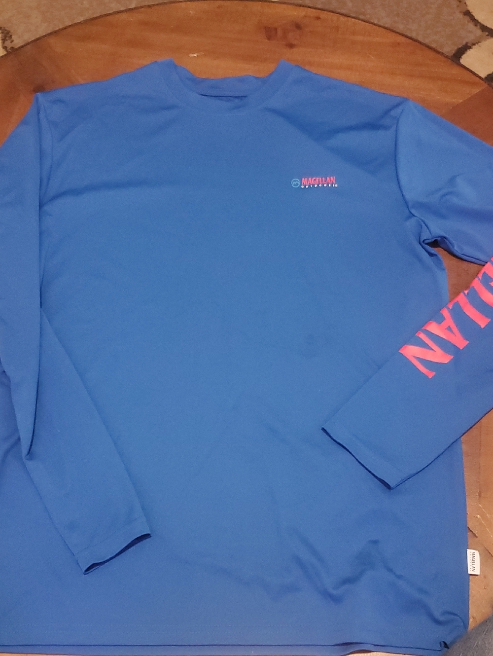 Magellan Outdoors Men's Long Sleeve Tee - Blue with Red Logo